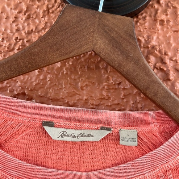 Paradise Collection Men Size Large Coral/ Orange Cotton Crew Tight Knit Sweater - Picture 4 of 4